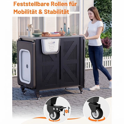 YODOLLA Grillwagen, klappbare outdoorküche aus Edelstahl für Terrasse