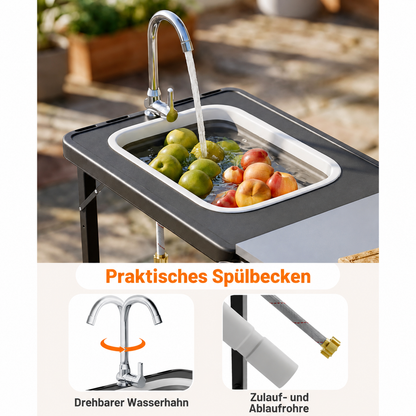 YODOLLA Grillwagen, klappbare outdoorküche aus Edelstahl für Terrasse