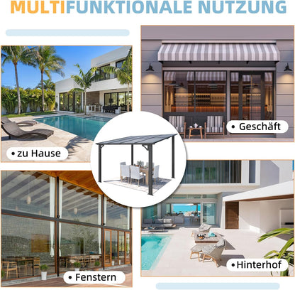 YODOLLA 2,4 x 2,4 m Terrassenüberdachung für Garten, Schwarz