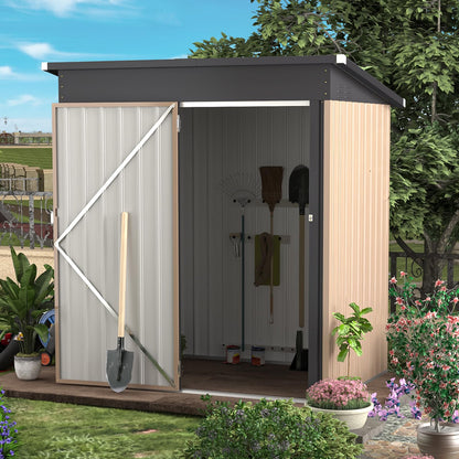 YODOLLA 3x5 Gartenschuppen aus Metall, stabil mit großer abschließbarer Tür, Grau