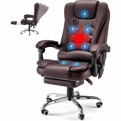 YODOLLA Ergonomisch Bürostuhl mit Fußstütze & Liegefunktion, Braun