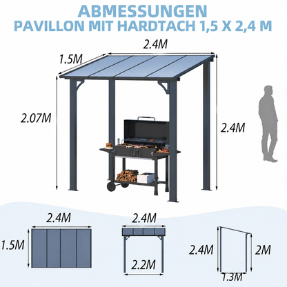 YODOLLA 2,4 x 1,5 m Terrassenüberdachung für Garten, Schwarz