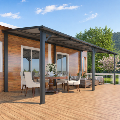 YODOLLA 6 x 2,4 m Terrassenüberdachung für Garten, Schwarz