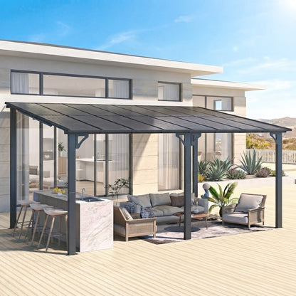 YODOLLA 16' x 10' Gartenpavillon (Pergola) für den Außenbereich, Dunkelgrau