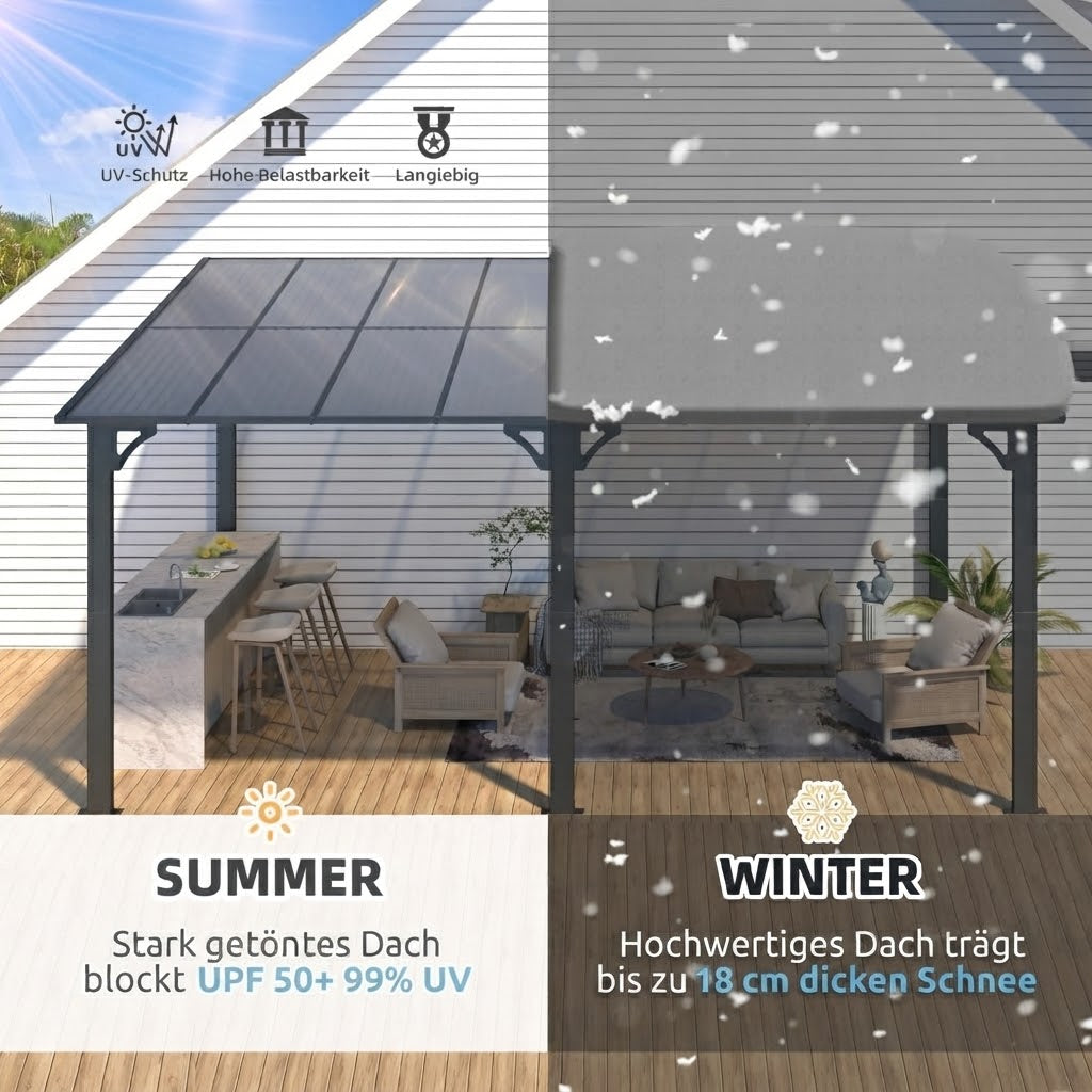 YODOLLA 16' x 10' Gartenpavillon (Pergola) für den Außenbereich, Dunkelgrau