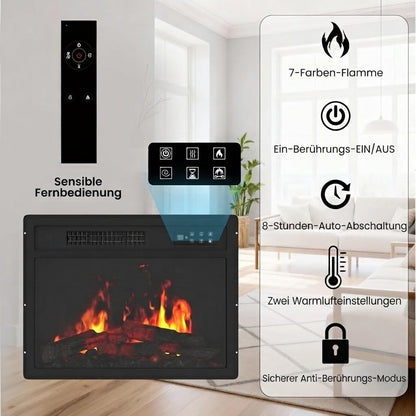 YODOLLA Elektrischer Kamin, 58 cm / 23″ Kamin-Heizgerät mit Fernbedienung, Schwarz