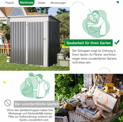 YODOLLA 5x3ft Gartenschuppen mit Boden, für den Hinterhof, dunkelgrau