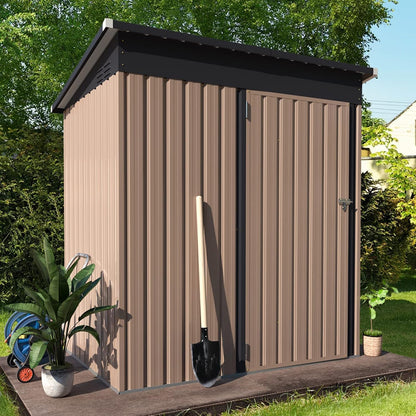 YODOLLA 3x5 Gartenschuppen aus Metall, stabil mit großer abschließbarer Tür, Grau