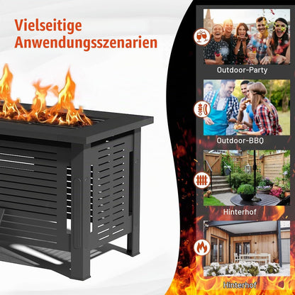 YODOLLA 43 Zoll Metall-Feuerkorb-Tisch für den Außenbereich mit wasserdichter Abdeckung