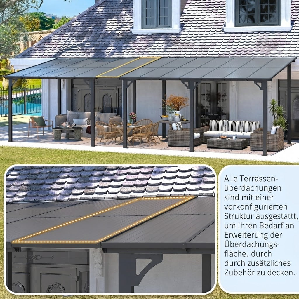 YODOLLA 16' x 10' Gartenpavillon (Pergola) für den Außenbereich, Dunkelgrau