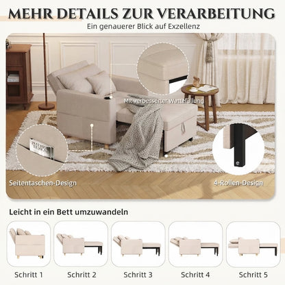YODOLLA Schlafsofa, 36 Zoll verwandelbarer Stuhl mit Bettfunktion, beige