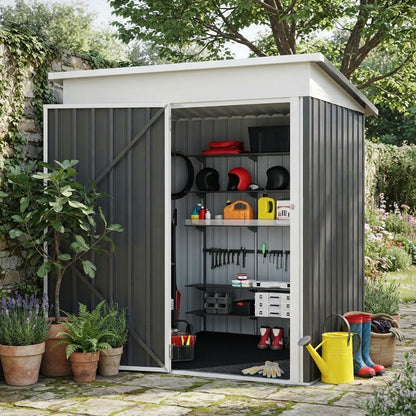 YODOLLA 5x3ft Gartenschuppen mit Boden, für den Hinterhof, dunkelgrau