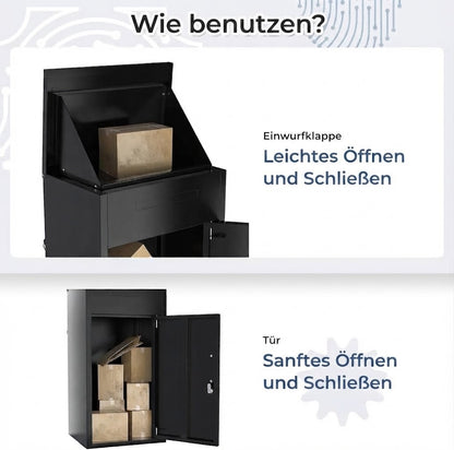YODOLLA Diebstahlsicherer Paketkasten mit Briefkasten für Vordach und Zaun, Dunkel, 47.2"x13.8"x19.7"