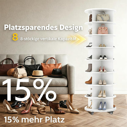 YODOLLA Drehbares Schuhschrank, 360° Schuhregal mit 4 Rollen, Weiß