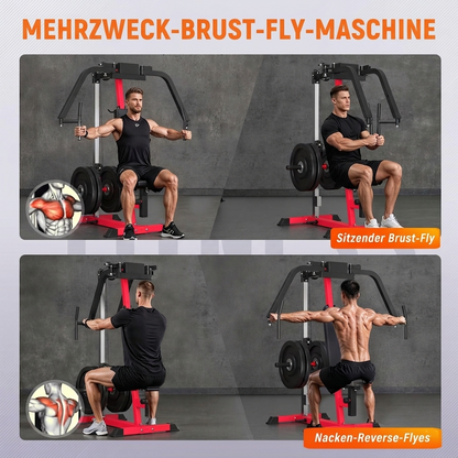 YODOLLA Brustpresse bis 204 kg verstellbar, Butterfly- und Reverse-Butterfly-Maschine