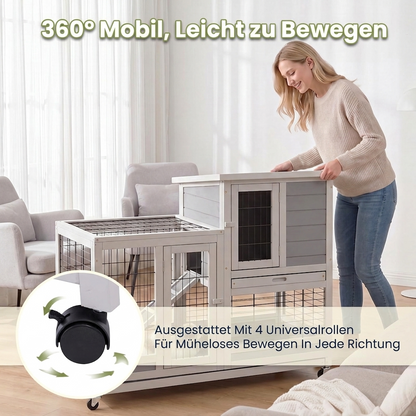 YODOLLA Kaninchenstall, Kleintierstall für Kleintiere, 94 cm Meerschweinchenstall