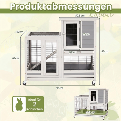 YODOLLA Kaninchenstall, Kleintierstall für Kleintiere, 94 cm Meerschweinchenstall