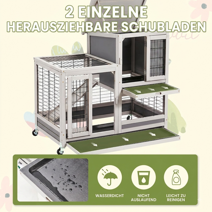 YODOLLA Kaninchenstall, Kleintierstall für Kleintiere, 94 cm Meerschweinchenstall