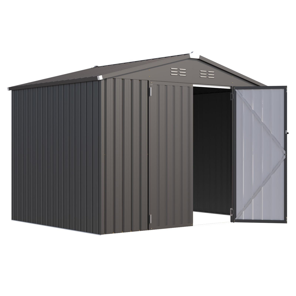 YODOLLA Großes XXL Gerätehaus Metall, 257x181x196cm Geräteschuppen, Grau