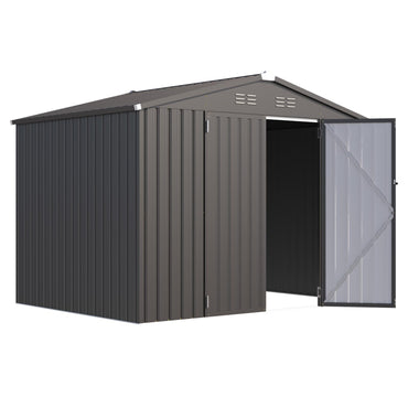YODOLLA Großes XXL Gerätehaus Metall, 257x181x196cm Geräteschuppen, Grau