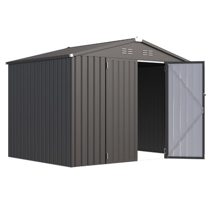 YODOLLA Großes XXL Gerätehaus Metall, 257x181x196cm Geräteschuppen, Grau