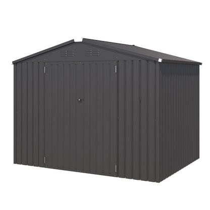 YODOLLA Großes XXL Gerätehaus Metall, 257x181x196cm Geräteschuppen, Grau