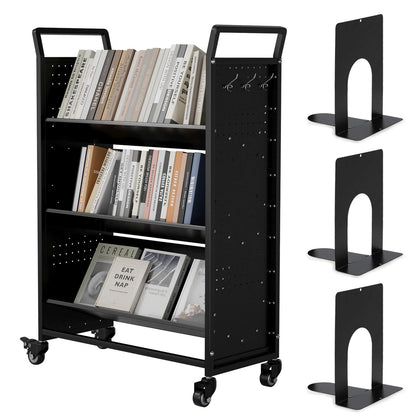 YODOLLA 2-in-1 Bücherwagen 160kg Tragkraft, Universeller Transportwagen