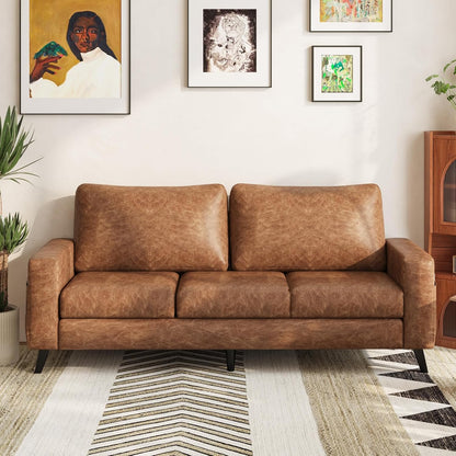 YODOLLA 3-Sitzer-Schlafsofa aus Kunstleder, 200 cm breit, braun