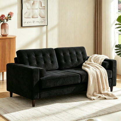 YODOLLA Sofa 3 Sitzer 208cm Schlafsofa Couch, Schwarz