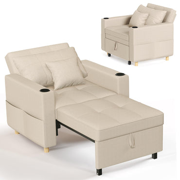 YODOLLA Schlafsofa, 36 Zoll verwandelbarer Stuhl mit Bettfunktion, beige