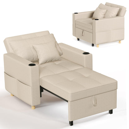 YODOLLA Schlafsofa, 36 Zoll verwandelbarer Stuhl mit Bettfunktion, beige