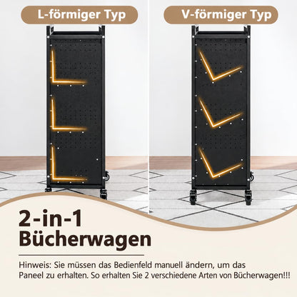 YODOLLA 2-in-1 Bücherwagen 160kg Tragkraft, Universeller Transportwagen