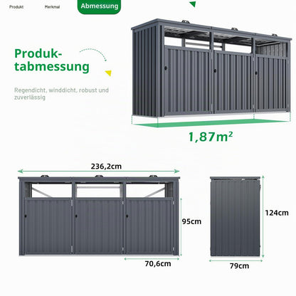 YODOLLA Mülltonnenbox-Set, 3-teilig, passend für 3 Mülltonnen bis 240 l, Grau