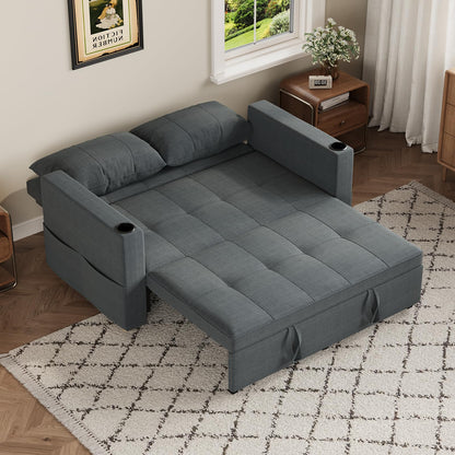 YODOLLA 3-in-1 Schlafsofa 160cm, 2-Sitzer Sofa, Dunkelgrau