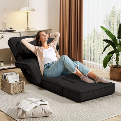 YODOLLA Relaxliege, Bodenstuhl Faltbar, Relaxsessel mit Kissen, Schwarz