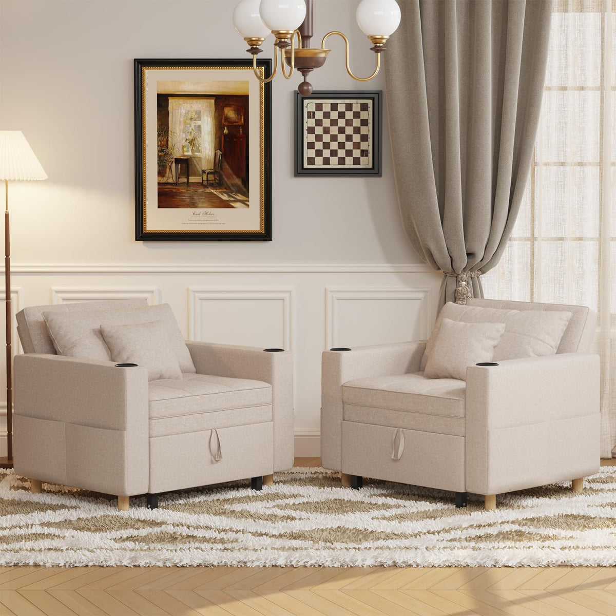 YODOLLA Schlafsofa, 36 Zoll verwandelbarer Stuhl mit Bettfunktion, beige