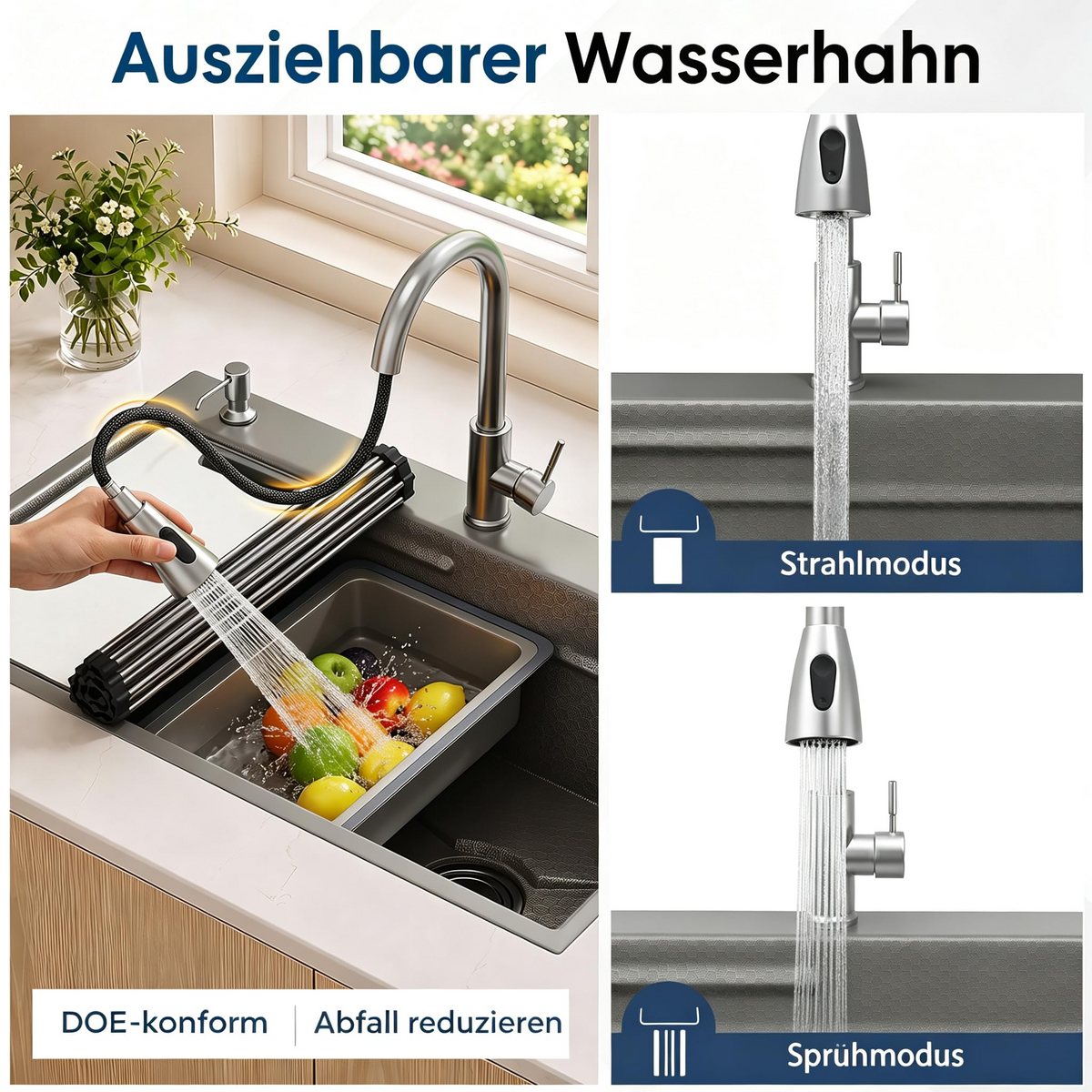 YODOLLA Küchenspüle, 84x48cm Edelstahl 1 Becken mit Armatur