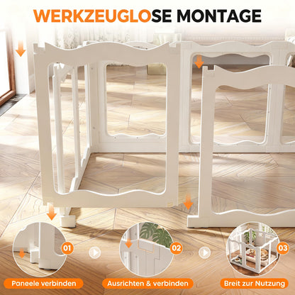 YODOLLA Klarer Acryl-Welpenlaufstall für Wohnung, 76cm Höhe, 8 Stück, Weiß