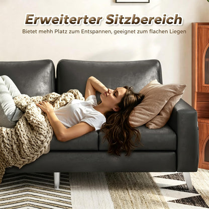 YODOLLA 3-Sitzer-Schlafsofa aus Kunstleder, 200 cm breit, schwarz