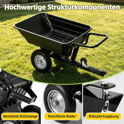 YODOLLA 2-in-1 Schubkarre XXL für Rasentraktor mit 2-Rad, 204kg Tragkraft