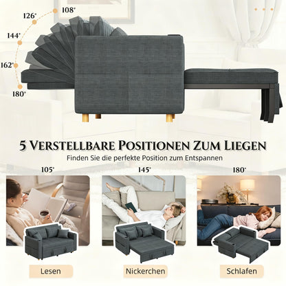YODOLLA 3-in-1 Schlafsofa 160cm, 2-Sitzer Sofa, Dunkelgrau