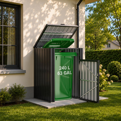 YODOLLA Mülltonnenbox für 240-Liter-Mülltonnen, Stahl-Mülltonnenabdeckung, Grau