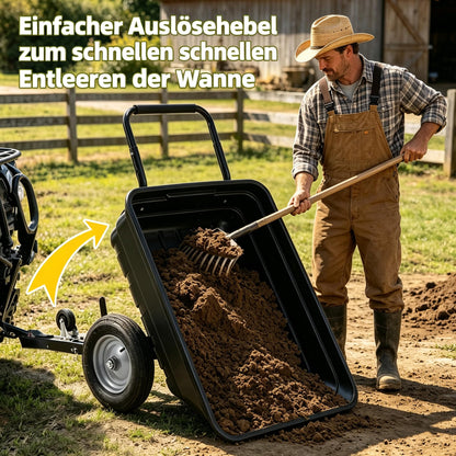 YODOLLA 2-in-1 Schubkarre XXL für Rasentraktor mit 2-Rad, 204kg Tragkraft