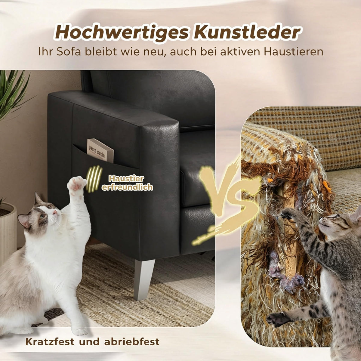 YODOLLA 3-Sitzer-Schlafsofa aus Kunstleder, 200 cm breit, schwarz