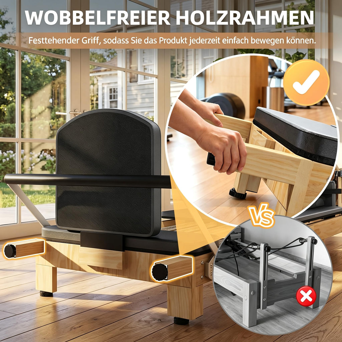 YODOLLA 234cm Faltbare Pilates Reformer Maschine für Zuhause & Studio