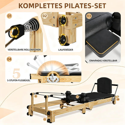YODOLLA 234cm Faltbare Pilates Reformer Maschine für Zuhause & Studio