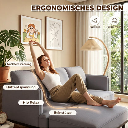 YODOLLA Ecksofa, L-förmiges Modulsofa, 3-Sitzer mit Ottomane, grau