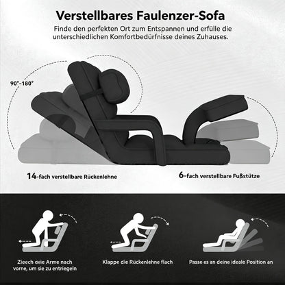 YODOLLA Relaxliege, Bodenstuhl Faltbar, Relaxsessel mit Kissen, Schwarz