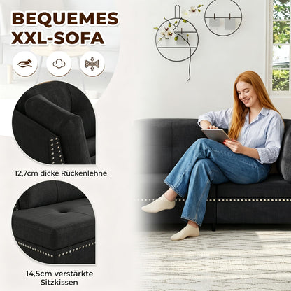 YODOLLA Ecksofa 225cm, L-Form Sofa mit Beweglichem Hocker, Schwarz
