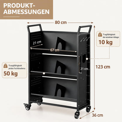 YODOLLA 2-in-1 Bücherwagen 160kg Tragkraft, Universeller Transportwagen